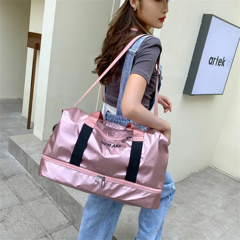 Large Capacity Women Gym Bags Pearlescent Sports Fitness Training Handbag With Shoes Pocket Waterproof Yoga Travel Duffel Bag 3