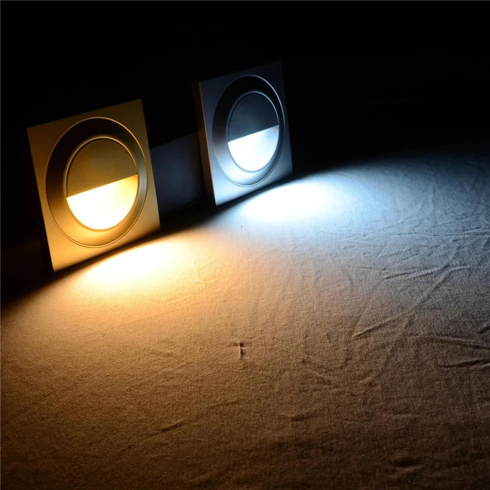 86X86mm Recessed Led Stair Light 1.5W Night Wall Corner Lamp Sconce For Stairway Step Ladder Corridor Hallway Pathway Footlight 5