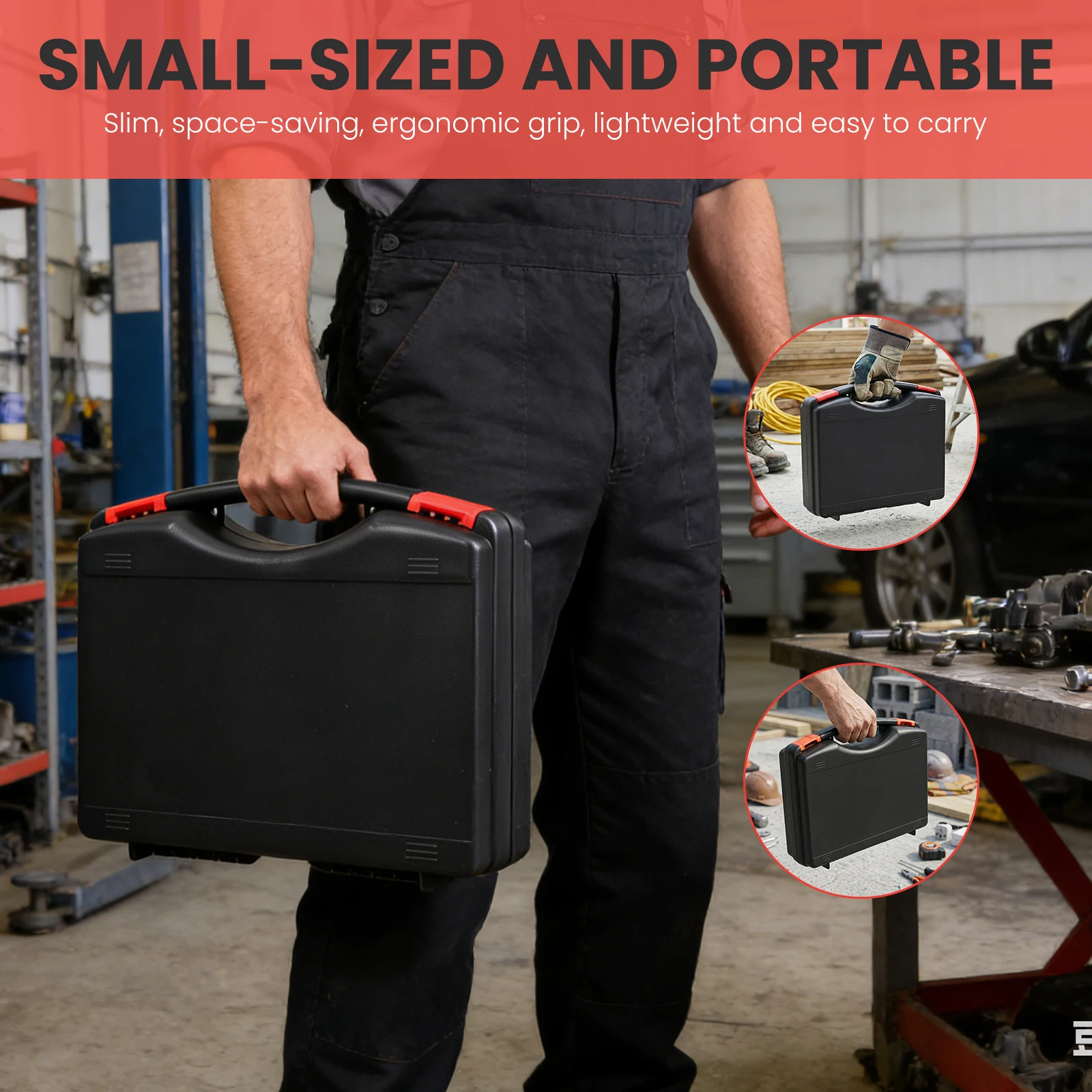 Compact Shatterproof Portable Tool Storage Case with Dual Latch for Home, Workshop, and Car