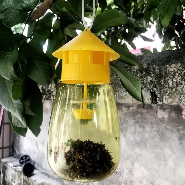 Piège à mouches en plastique jaune, 5 pièces, tueur de fruits, piège à drosophile, verger à mouches, Anti-fruits, piège à mouches, contrôle des insectes 5
