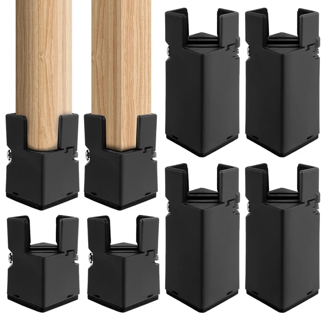 Elevadores de cama resistentes de 3 pulgadas, elevadores ajustables para  muebles, marco de cama cuadrado negro para sofá, silla y patas de  escritorio