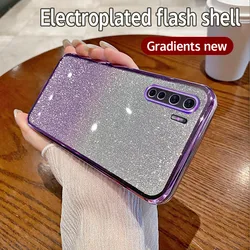 Shiny Glitter Plating Silicone Back Cover with Camera Lens Protection for OPPO F15 (Sfdd purple)