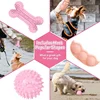Dog Chew Toys for Cleaning Teeth Pink Soft Rubber Bone Funny Ball Interactive Donut Treat Set for Small Medium Dogs Pet Gifts 4