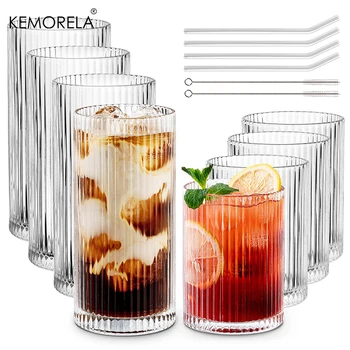 KEMORELA Ribbed Glass Cup Set 1