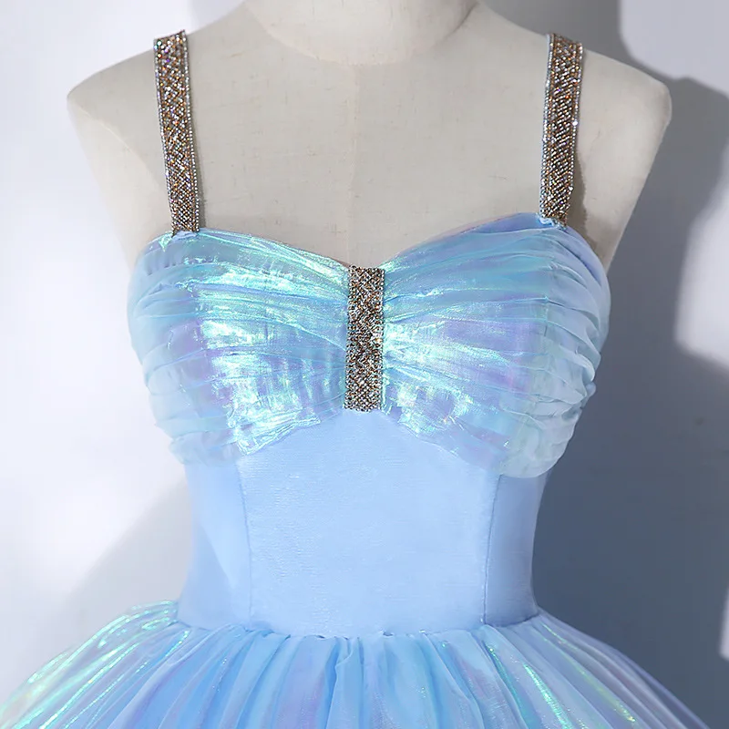 Sky Blue Sweetheart Ball Gowns Quinceanera Dress Beaded Prom Dresses Spaghetti Straps Sweet 15 16 Dress Graduation Evening Gowns