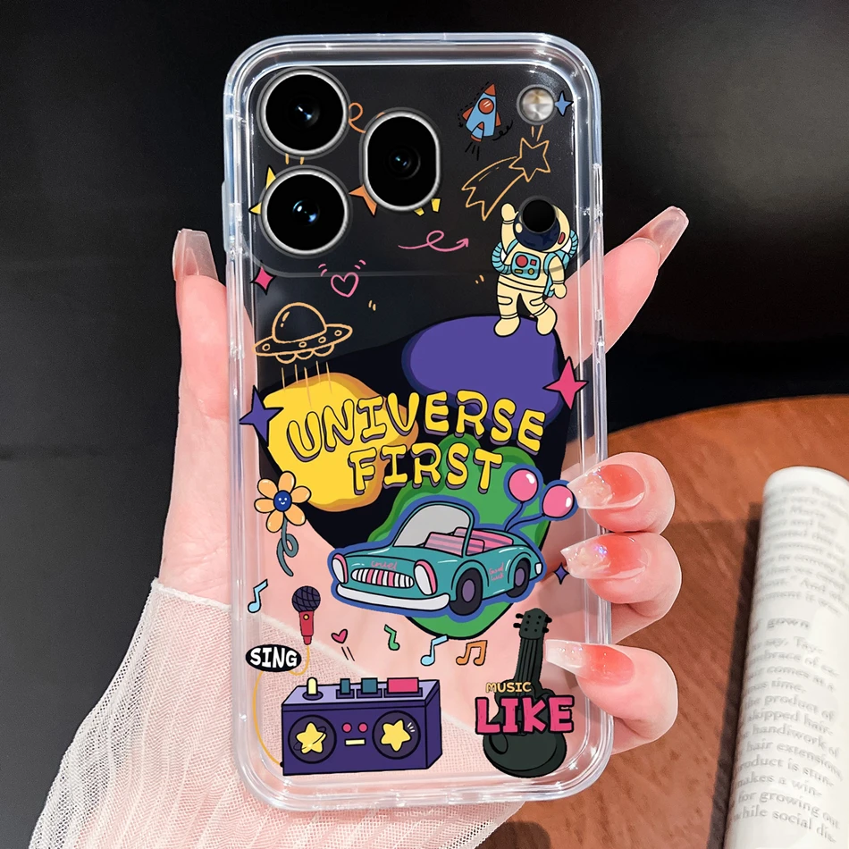 Clear Cool Stars Vibe Shockproof Silicone Phone Case