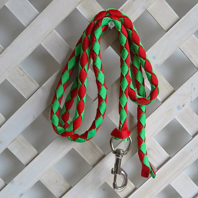16mm 2m 2.5m 3m 4m thick braided horse rope with thick silver alloy large hook pet rope four-strand weave 5