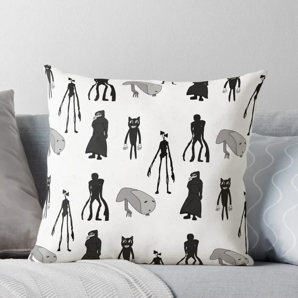 

Siren head, breaking news, witch dr, bridge worm, cartoon cat Throw Pillow luxury throw pillow covers Throw Pillow