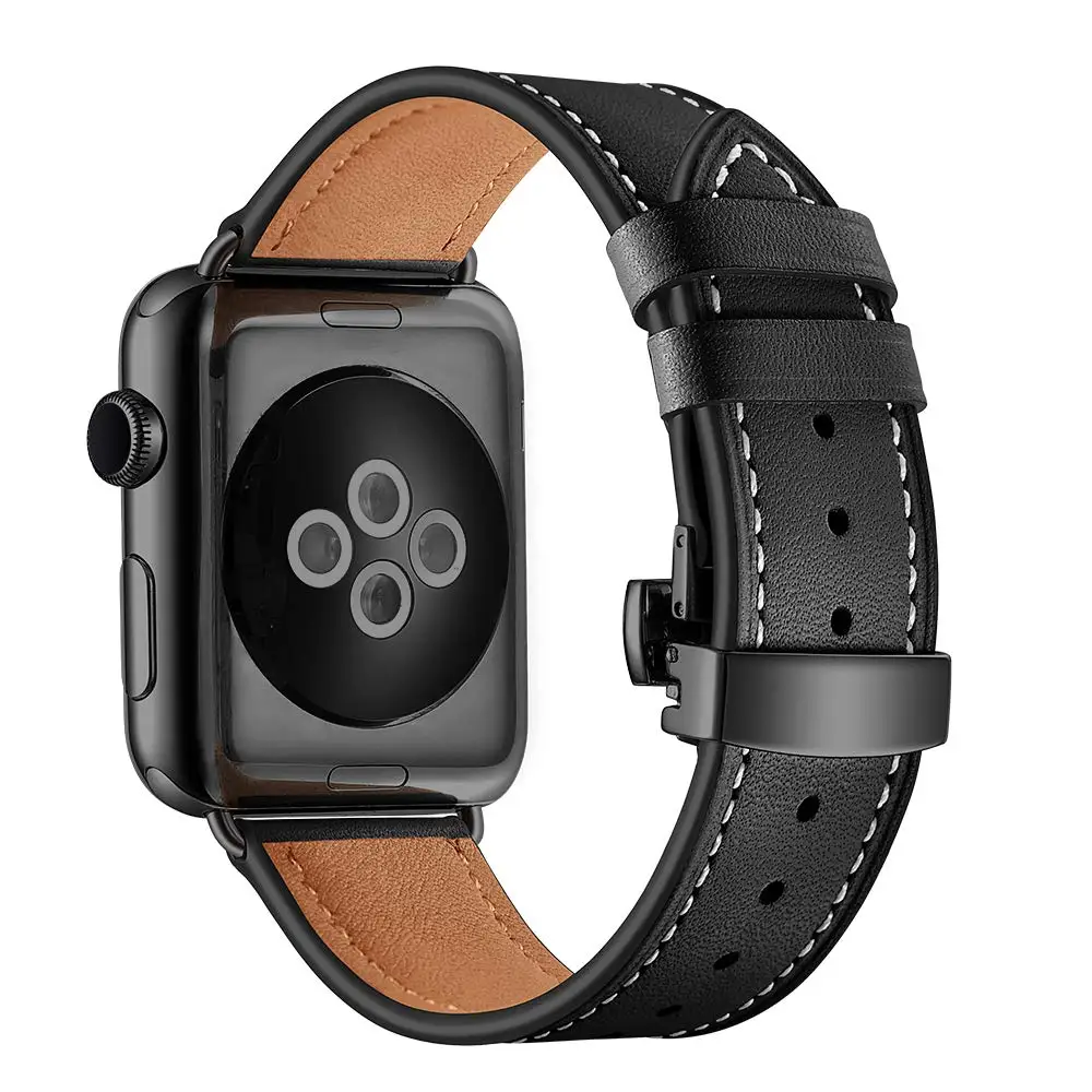 Leather strap for Apple watch Ultra 8 7 6 5 4 SE 49mm 45mm 41mm 44mm 40mm Metal buckle bracelet strap for iwatch3 42mm 38mm band