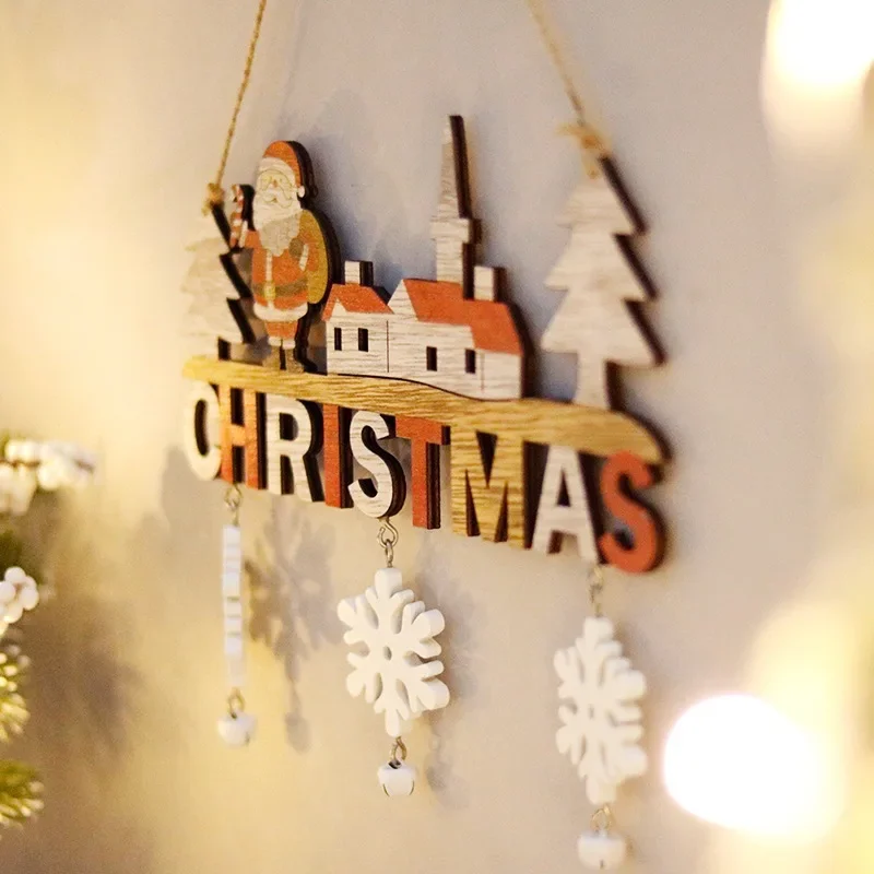 Gnome Santa Claus Wooden Hanging Ornaments Merry Christmas Decorations for Home Door Xmas Tree Pendants Navidad New Year christmas decorations
