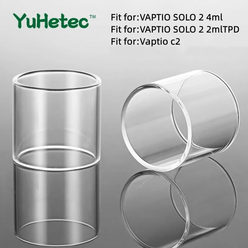 2PCS Replacement Glass Tank For VAPTIO SOLO 2  24.5mm KIT Glass 4ML / 2ml TPD / Vaptio c2 fatube 5pcs bubble straight glass tube for vaptio solo 2 4ml tpd 2ml bubble 6ml