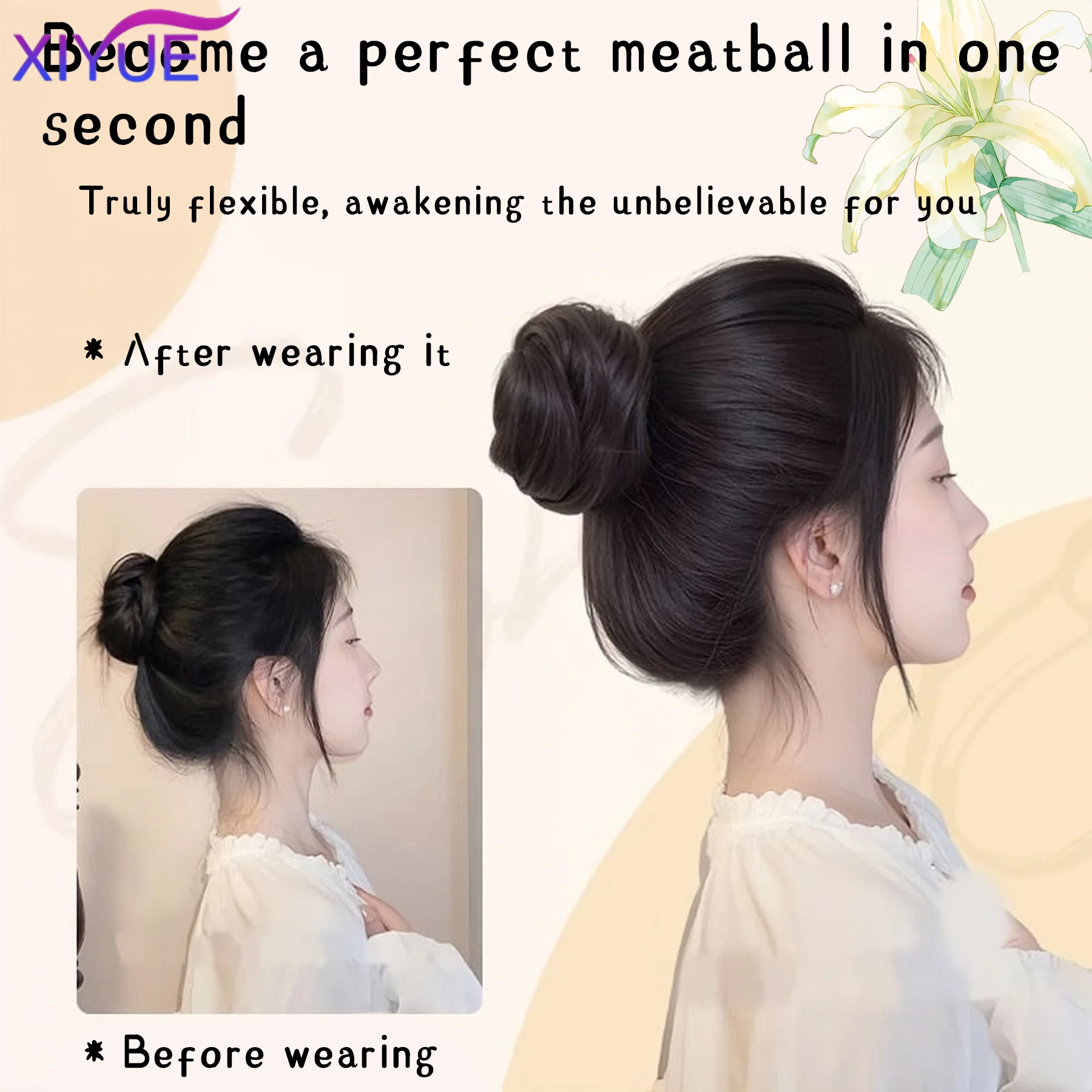 XIYUE Synthetic Messy Scrunchies Elastic Hair Band Women's Wavy Hair Buns Long Chignon Black Brown Buns Hairpiece For Women