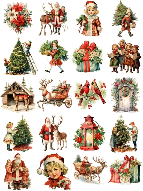 Vintage Christmas Stickers Crafts And Scrapbooking stickers kids toys book  Decorative sticker DIY Stationery - AliExpress