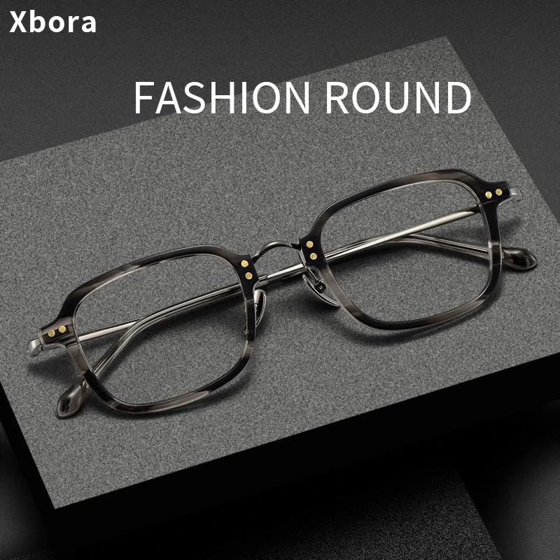 

Xbora Women's High Quality Trendy Retro Eyeglass Frame Wide-Brim Design Pure Titanium Optical Prescription Glasses BT55001