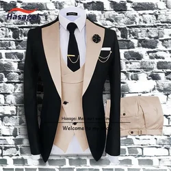 Mens Suits Fashion Suits Slim Fit 3 Piece Blazer Vest Pants Wedding Prom Suits Set