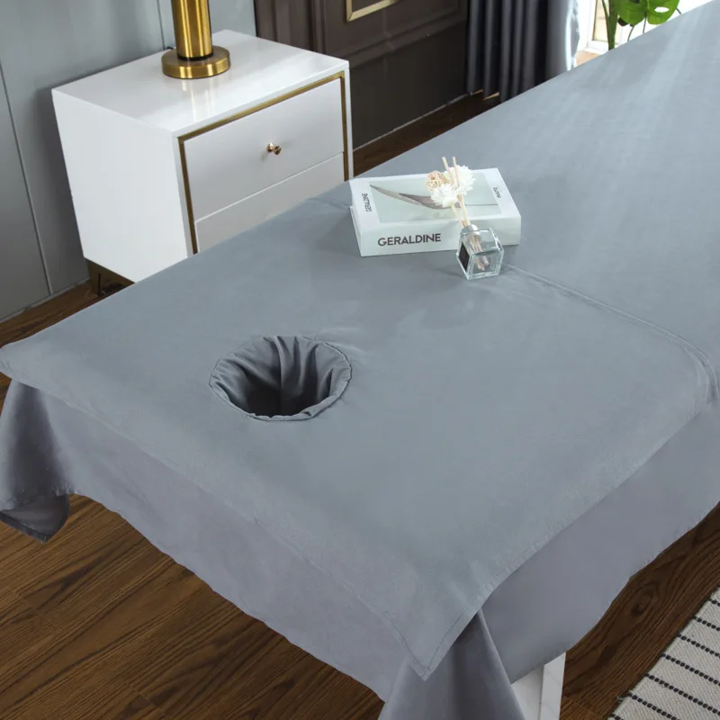 3피스 뷰티 살롱 침구 세트, 헤드 타월+이불 커버+베드 시트 피부 친화적인 침대 시트, 화장품 살롱 시트, 스파 마사지 시트