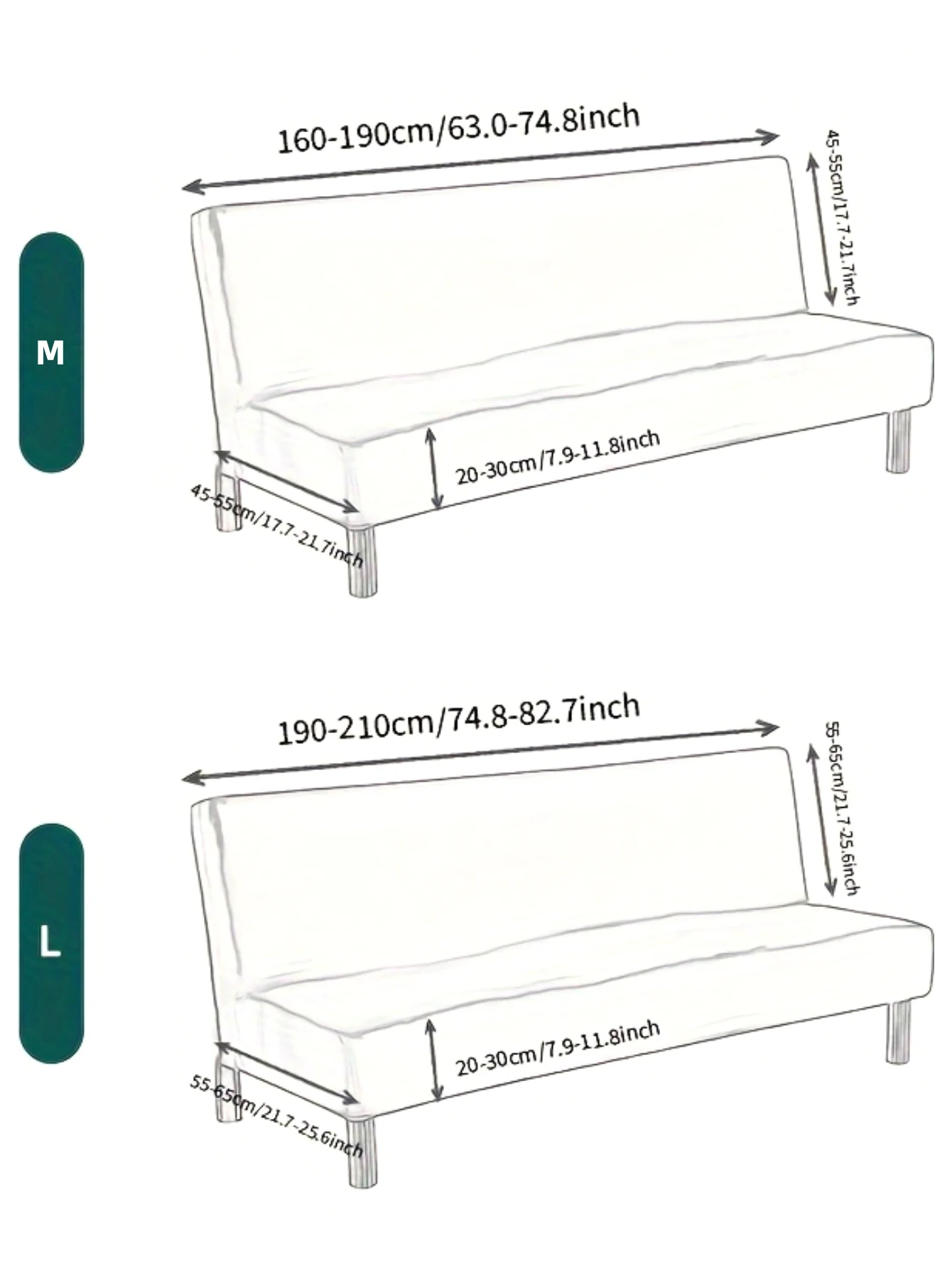 Spandex Armless Futon Sofa Cover 2