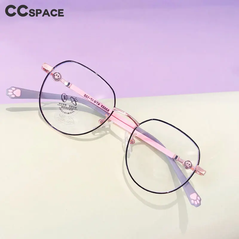 Kids Glasses Frame Anti Blue Light Glasses Round Metal Eyeglasses Children's Optical Glasses Frame Cat Claw Fashion Anti Blue Light Computer Glasses Myopia