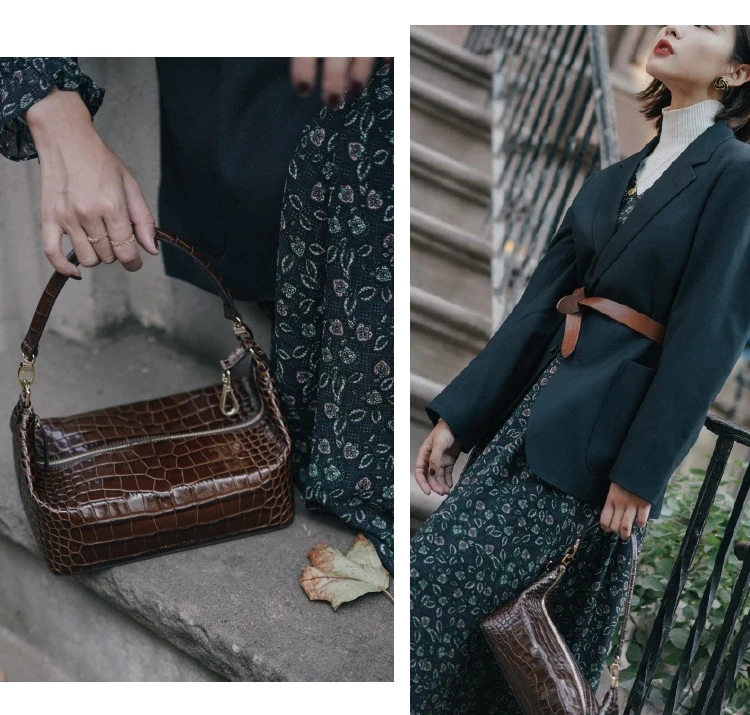 Original Niche Design Сумка Женская New High-quality Box Bag Crocodile Vintage Shoulder Bag Women's Square Handbag Free Shipping