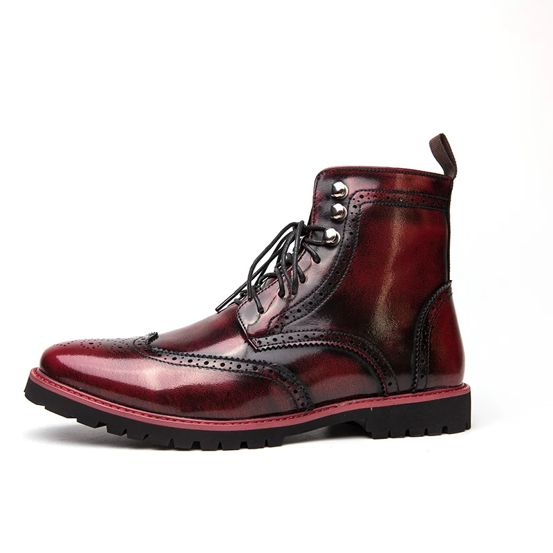 Men Boots Retro Personality Comfy Lace-up Leather Fashion Shoes Man Durable Outsole Casual Boots Size 38-48 leather boots,mens leather boots,motorcycle leather boots