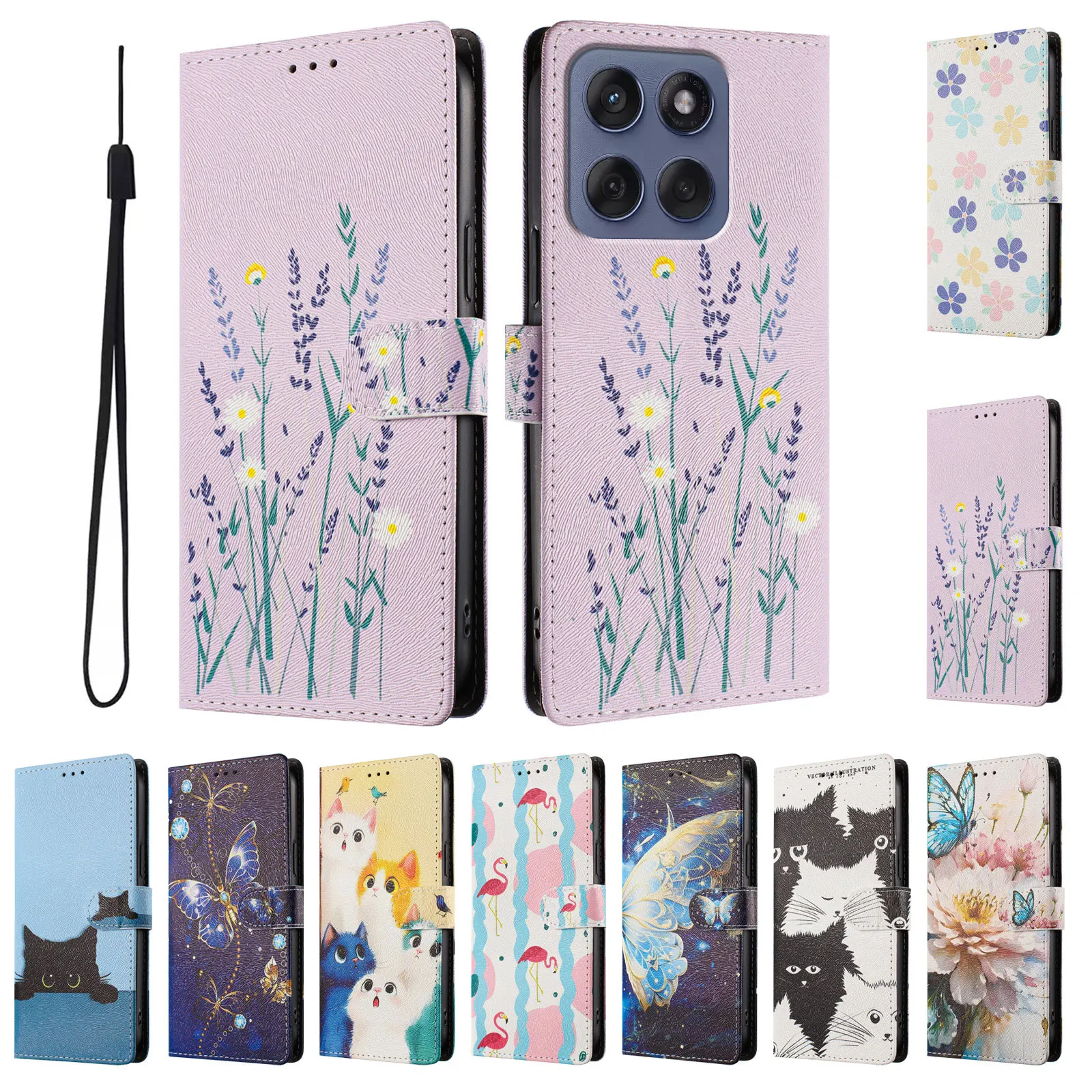 Pattern Flip Phone Case, Wallet Leather Stand Book Cover