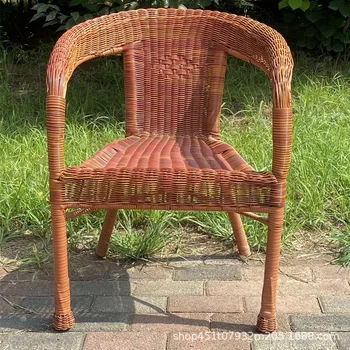 Comoda sedia in rattan Poltrona da esterno Soggiorno Sedie con schienale estetico Poltrone decorative vintage Mobili in rattan