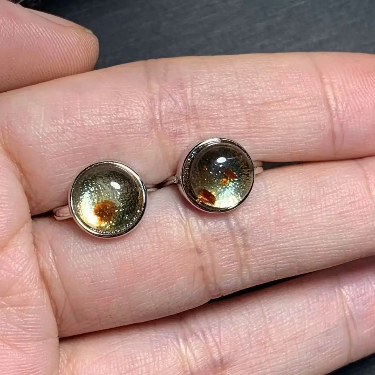 MM Natural Amber COPPER Stud Earrings for women Jewelry Gift Prevent allergy gem jewelry Genuine red stone