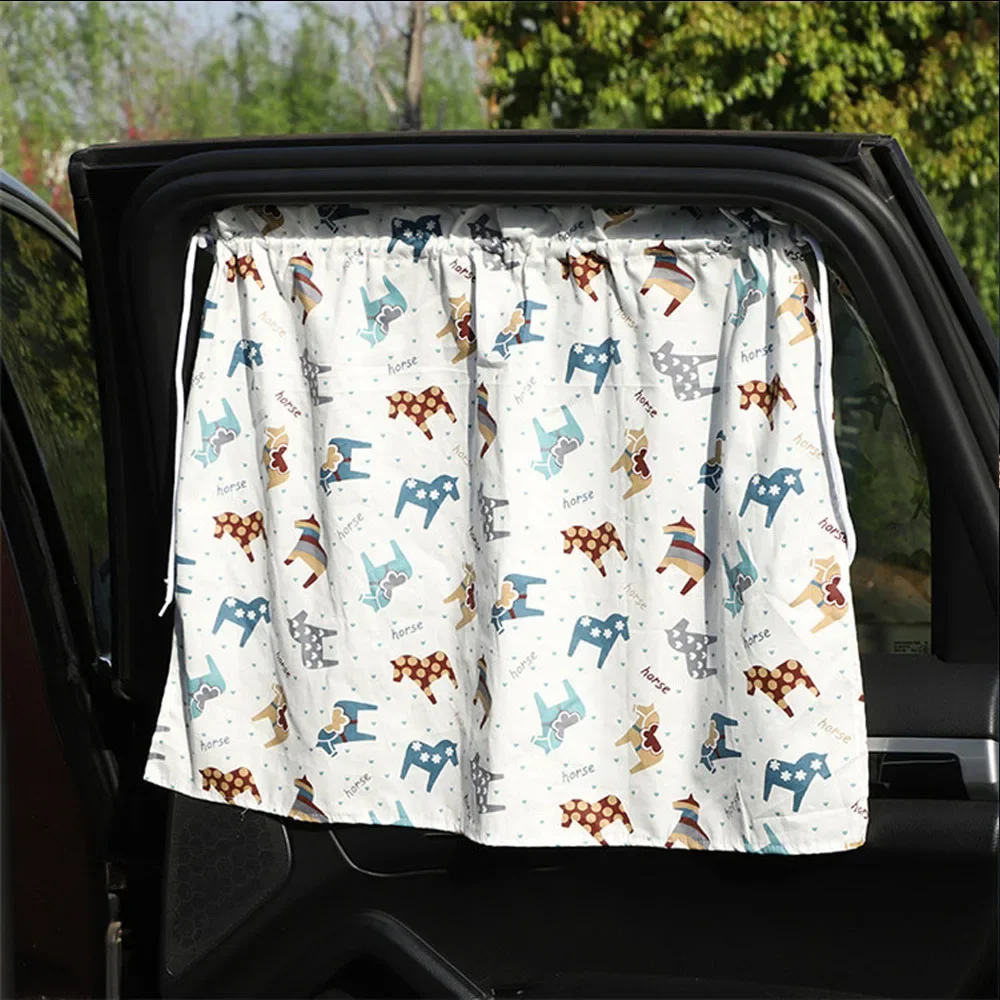 Car Window Sunshade Cover Suction Cup Curtain Cartoon Universal Side Window Sunshade UV Protection For Kid Baby Children