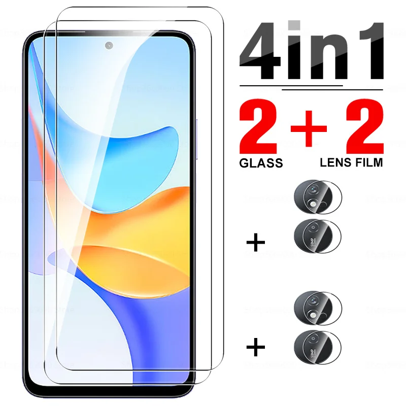 

4in1 Tempered Glass For Honor Play 50 PlusClear Screen Protectors Xonor Play50 Plus + Play 50+ 5G 2023 Camera Lens Film 6.8 inch