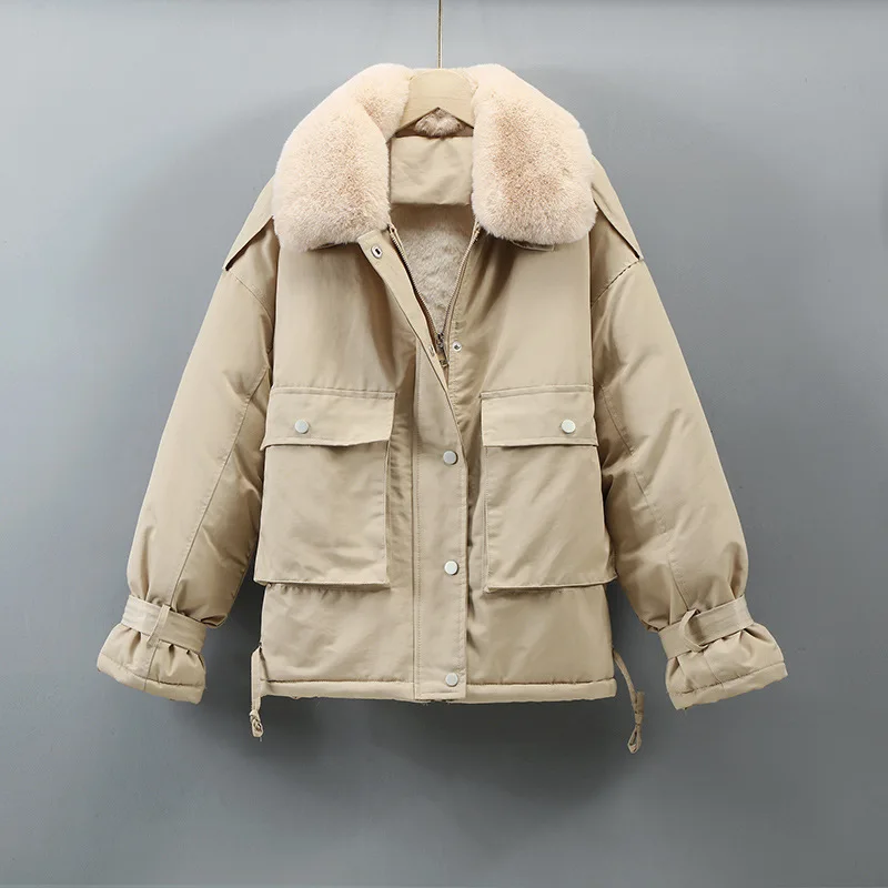 

New Winter Korean Casual Fashion Loose Parkas Women's Lamb Wool Coat
