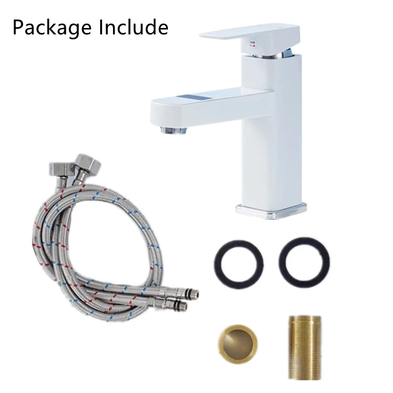 Digital Basin Faucet Touch Button Hot Cold Water Temperature LED Black Gold Washbasin Bathroom Smart Mixer Valve Tap Accessories