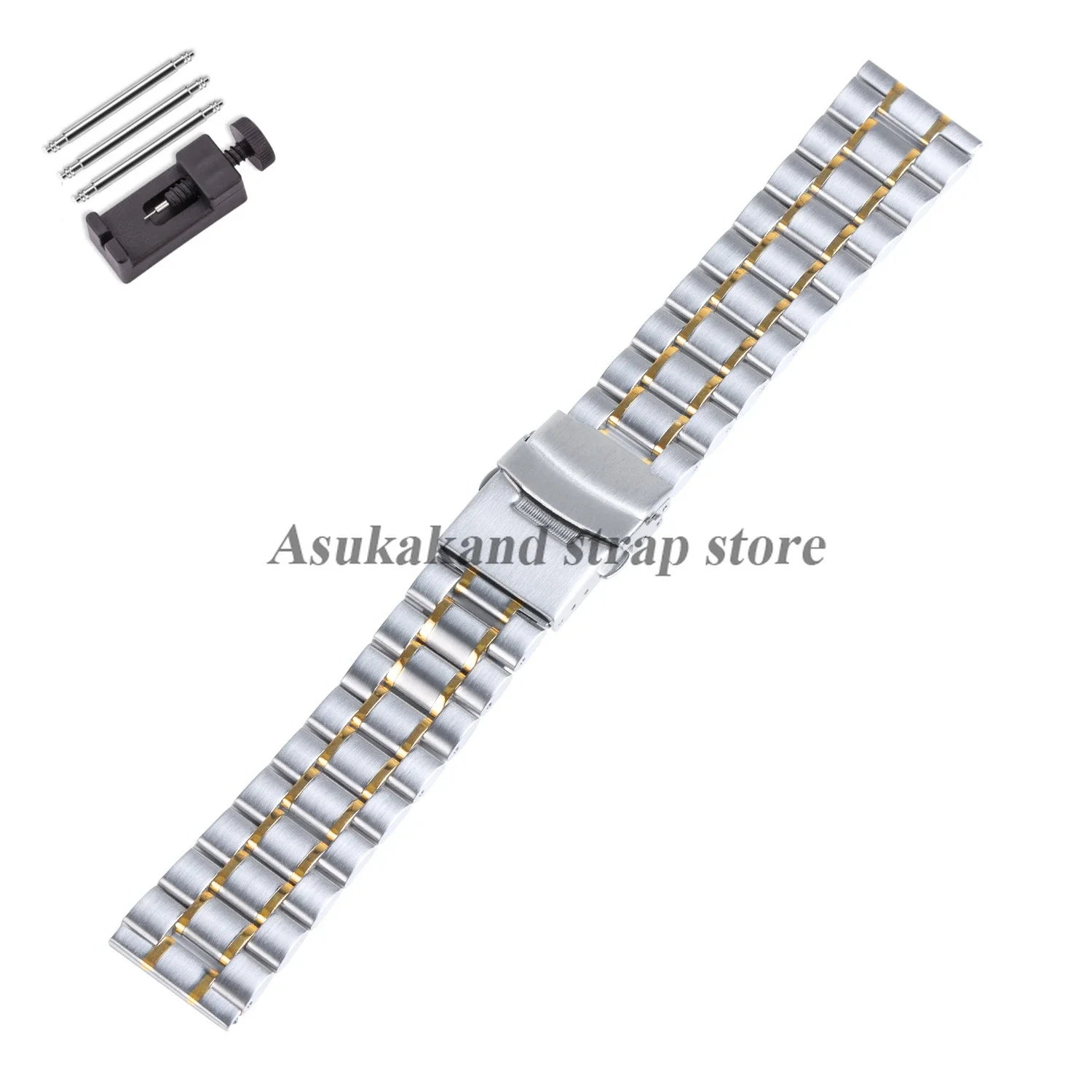 Stainless Steel Watch Strap with Folding Buckle – Universal Replacement Band