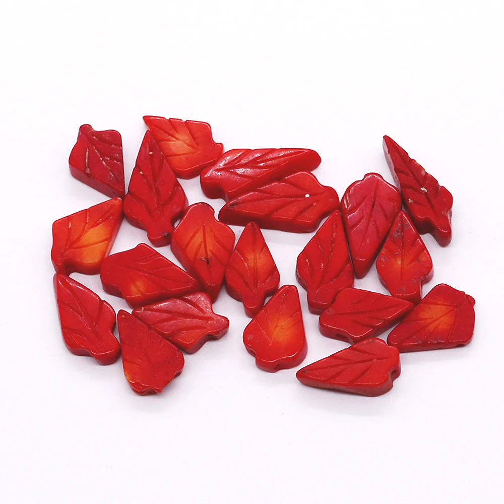 

Natural Sea Bamboo Red Coral Stone Pendants Leaves Synthetic Coral Charms for Jewelry Making DIY Necklace Earrings Accessories