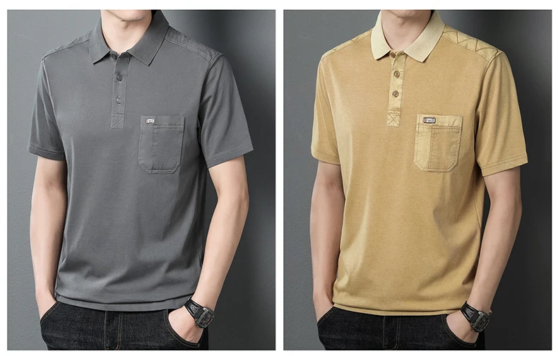 Poloshirts aus Baumwolle, Herren-T-Shirt mit großen Taschen