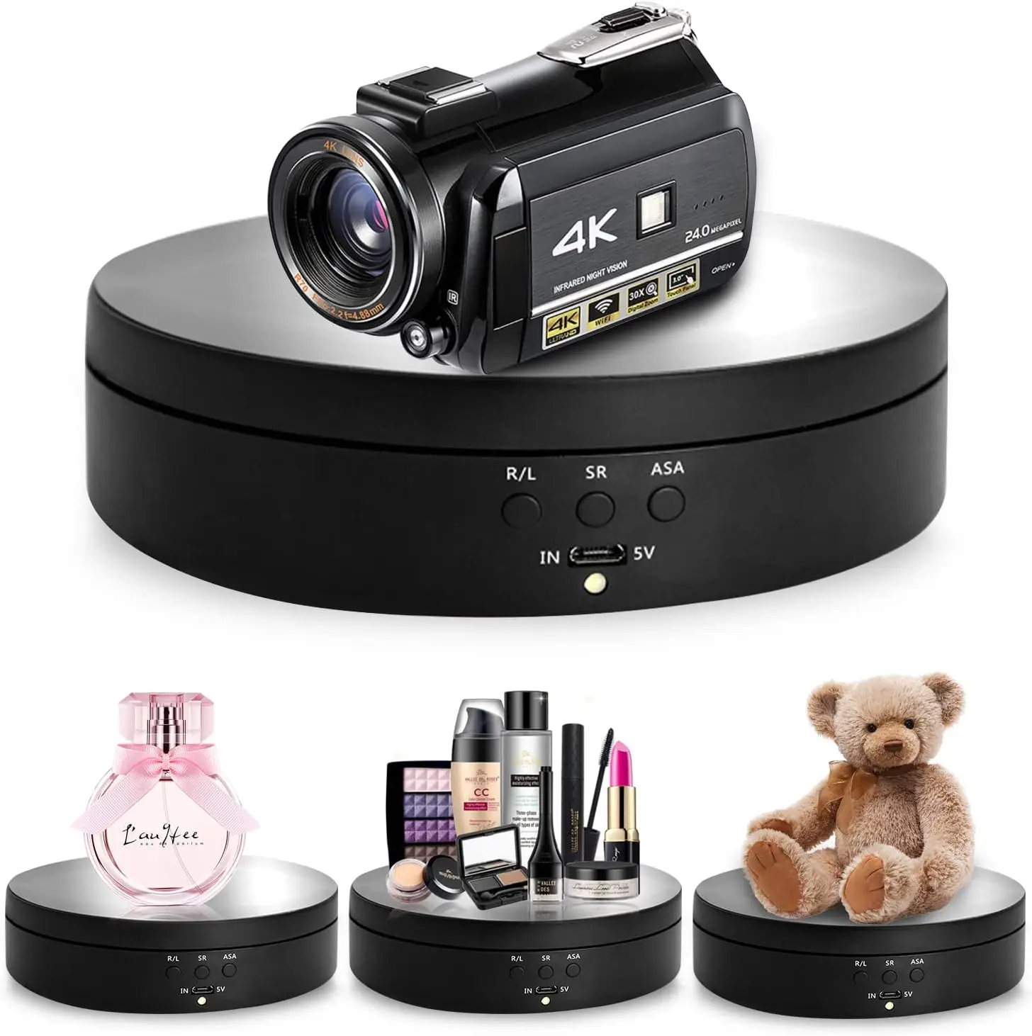 Rotating Display Stand, 360 Degree Motorized Turntable Display Stand for Photography Products and Shows, with USB Power Cable,