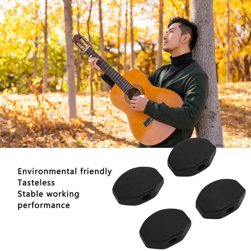 Tuning Peg Buttons Durable Exquisite Workmanship Tuner Machine Head Button Environmental Friendly Ebony+Metal for Folk Guitars