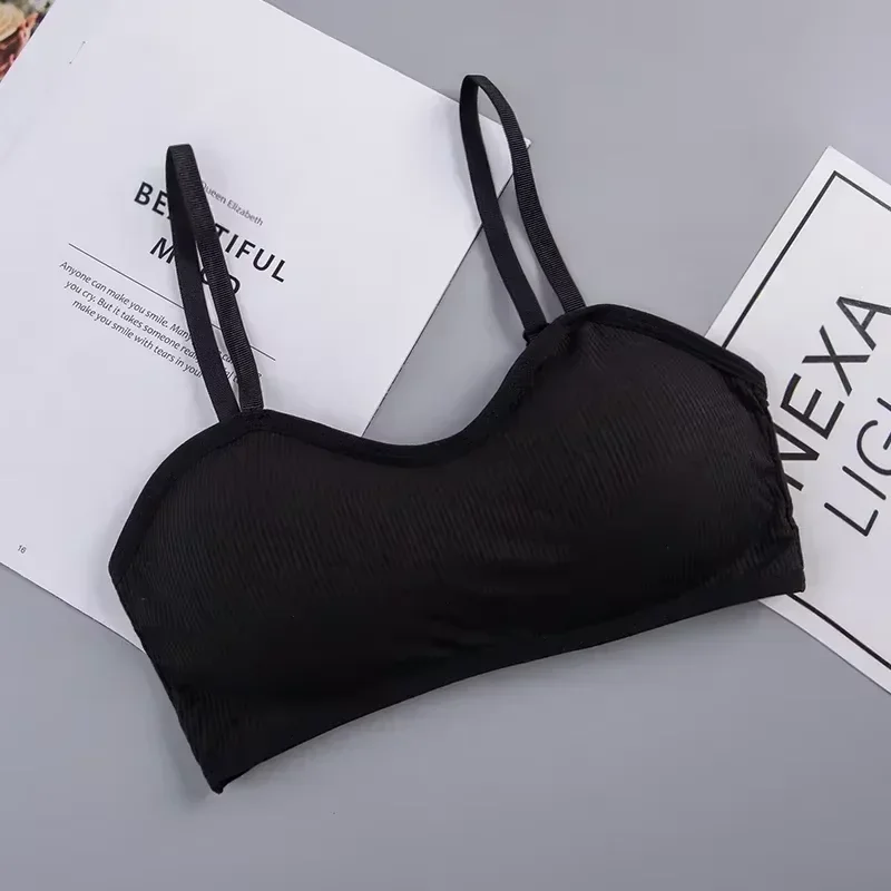 Female Solid Lingerie Wireless Bralette Women Rib Crop Tops Sexy Active Bras No Wire Push Up Bra Intimates Brassiere Underwear 2