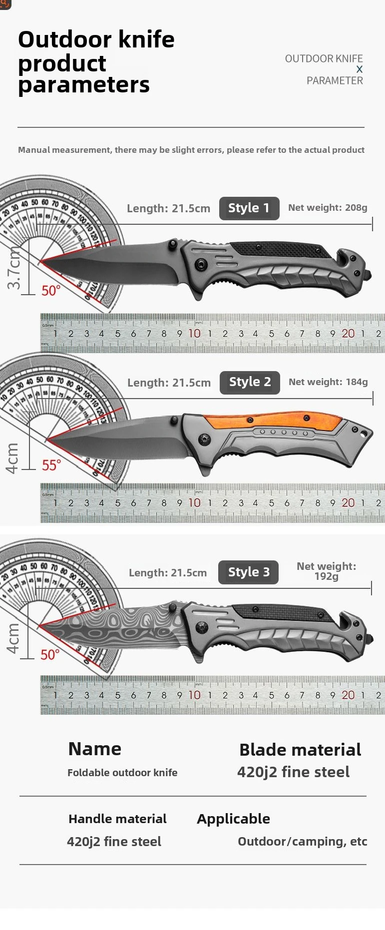 Description Picture 6 of itemHigh Hardness Multifunction Folding Knives With Glass Breaker Portable Small Fruit Knife Outdoor Survival Knife Emergency Rescue