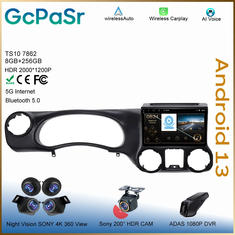 Auto Android 13 Per Jeep Wrangler 3 Jk 2010 - 2018 Lhd Carplay Stereo Radio Navigation Player Auto Multimedia 7862 Monitor Screen