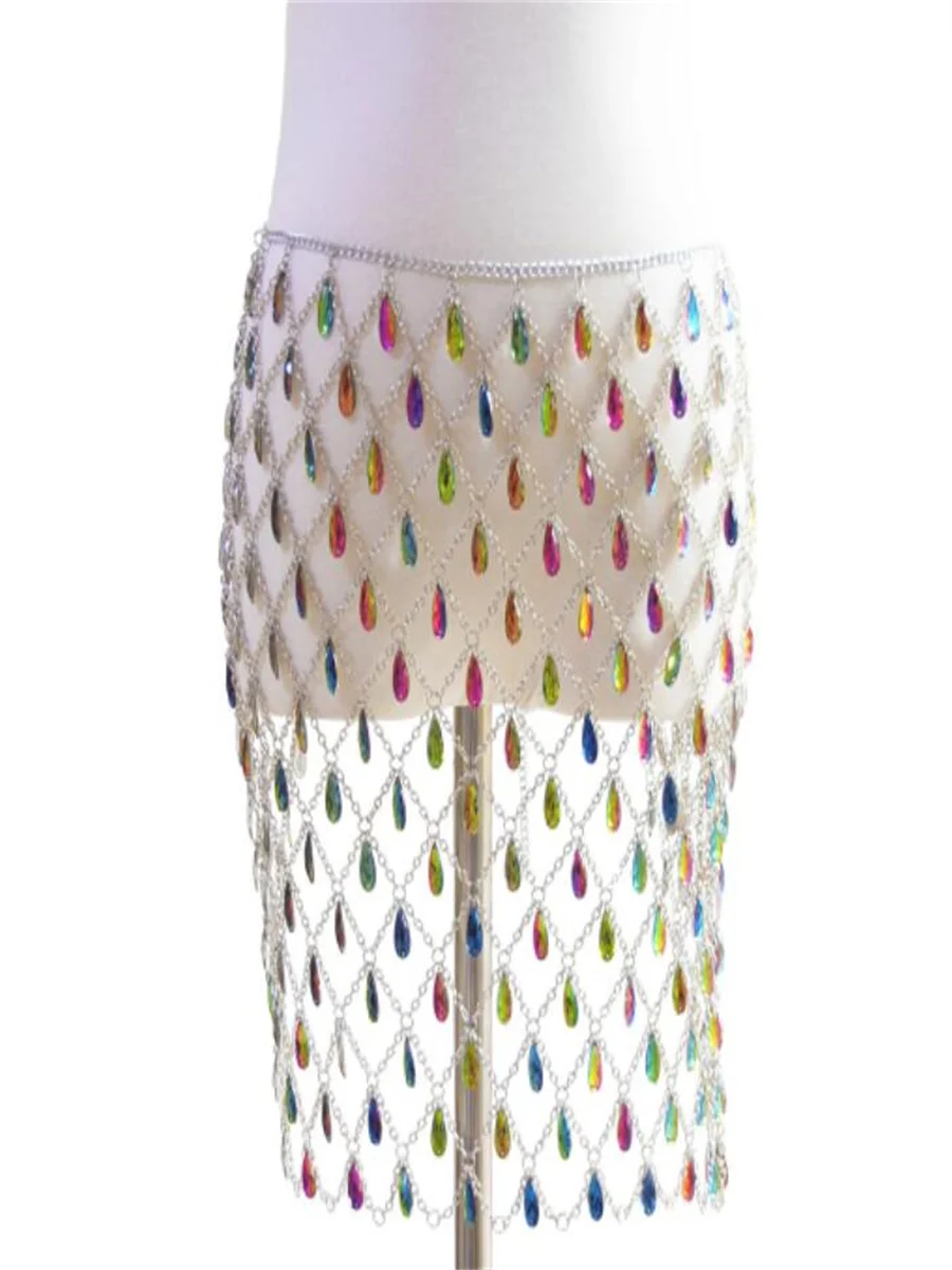 Multi-layer drop sexy body chain, hollow jewel pendant skirt waist chain
