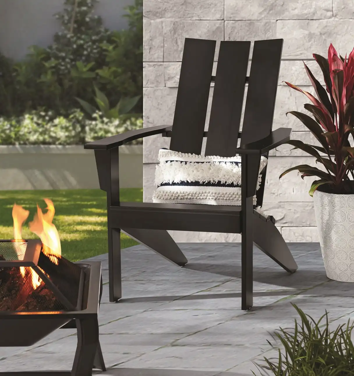 

Mainstays Wood Outdoor Modern Adirondack Chair, Black Color
