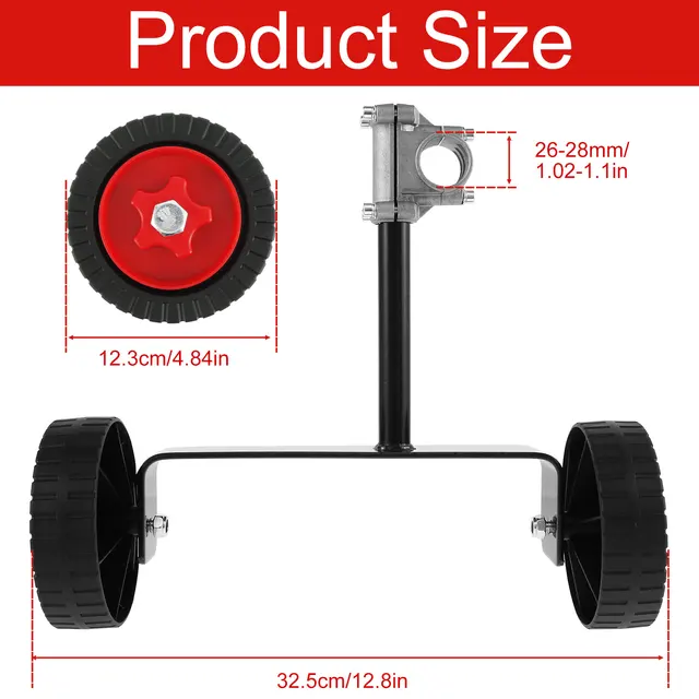 Új Fűnyíró Tartó Kerék Beállítható Gyomnövényes Segédkerékek 26 Mm-28 Mm Hordozható Húros Trimmer Rögzítő - Image 4