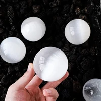 1PC Natural Stone White Selenite Ball Crystal Sphere Healing Gemstone FengShui Home Decor With Base 2