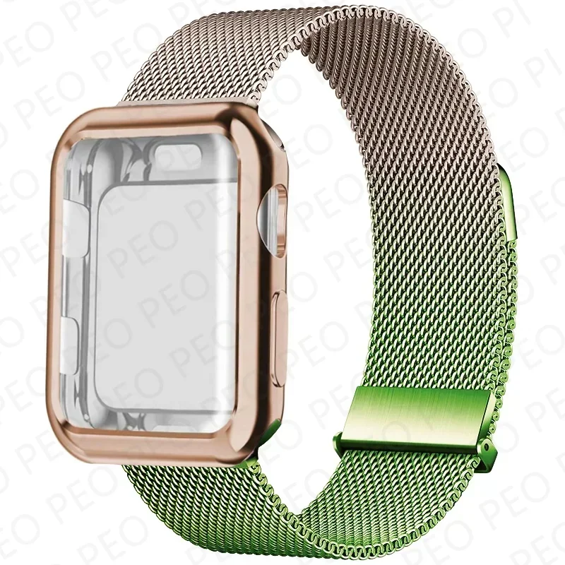 Sleek Metal Magnetic Loop Watch Band with Protective Case
