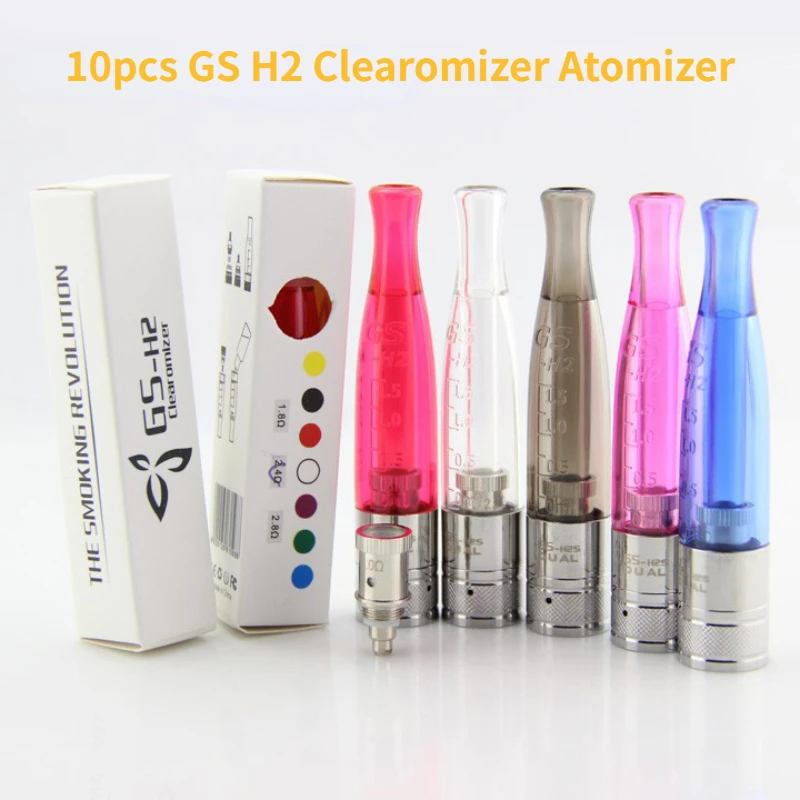 

10pcs Original Greensound GS H2 Clearomizer Atomizer E Cigarette Dual Coil 1.5ml Tank for EGO Evod Battery E Cig Vape Batteries