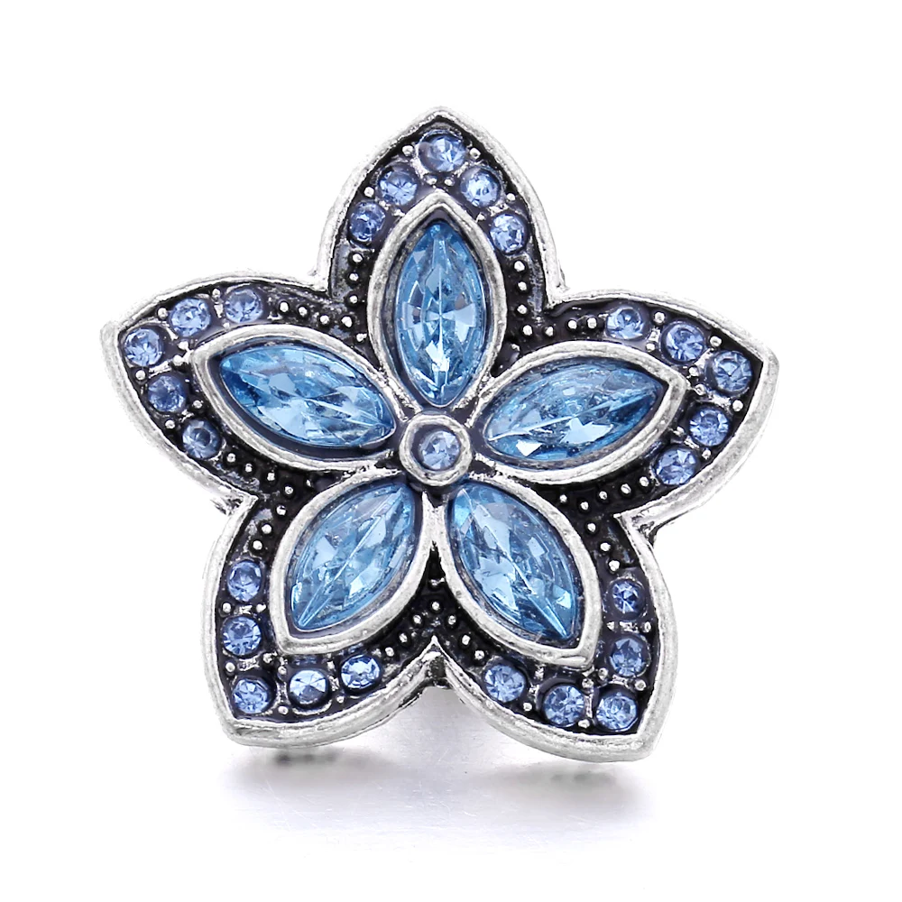 20pcs Fashion Crystal Flower 18mm Snap Buttons DIY Ginger Charm Fit 18mm Metal Leather Snap Button Bracelet