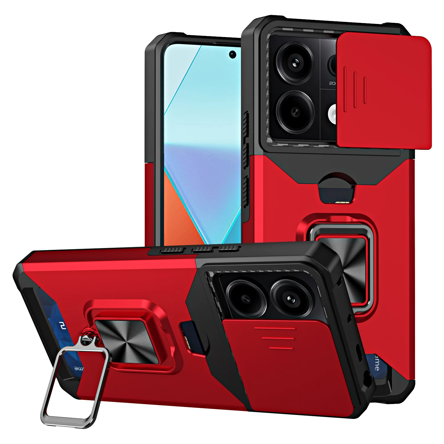 Case For Redmi Note 13 12 11 Pro Plus X5 X6 M6 Pro Heavy Duty Protection With Sliding Camera Cover And Card Clip Cover_voghion.com