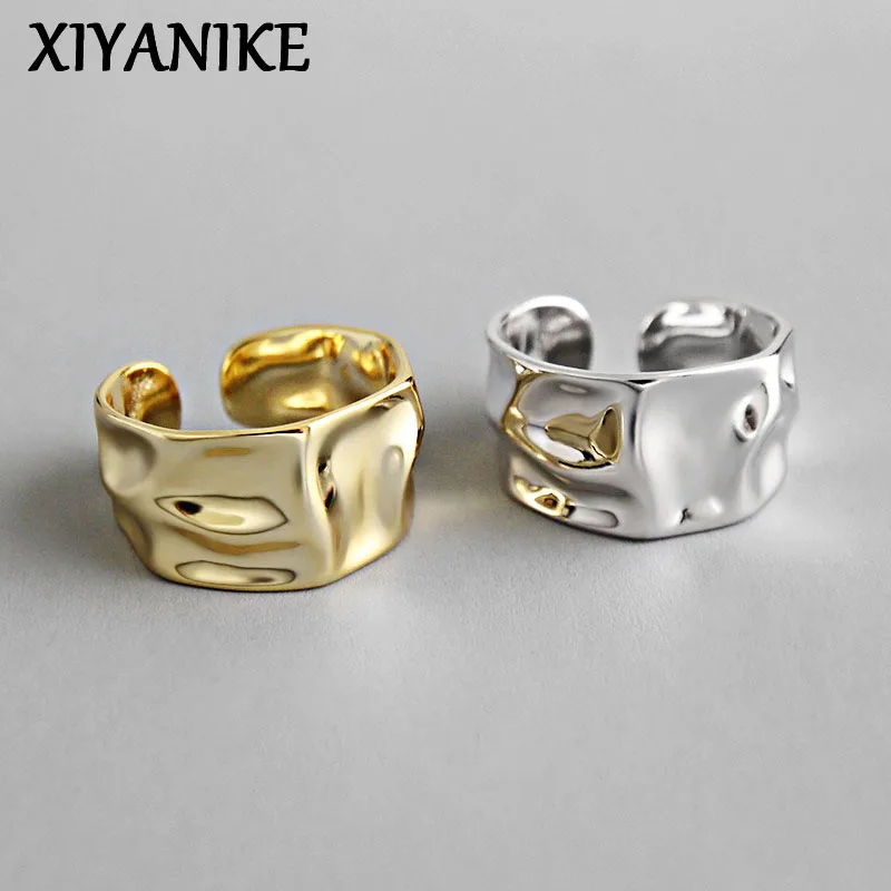 Silver Color Engagement Rings Women Couple Trendy Irregular Geometric Handmade Jewelry Valentine's day Gifts