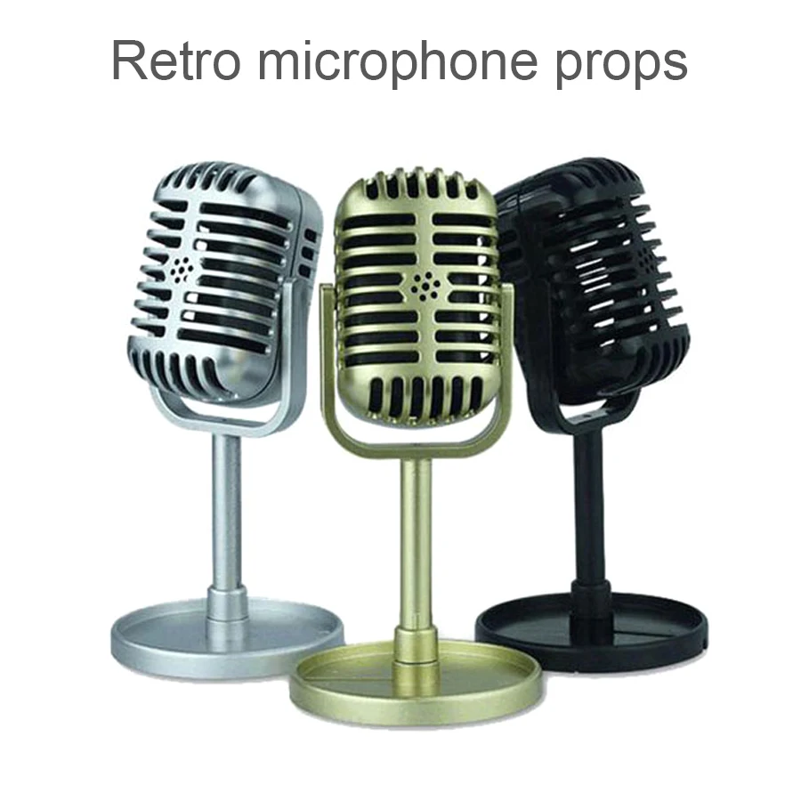 

Simulation Classic Retro Dynamic Vocal Microphone Model Vintage Style Mic Universal Stand Prop for Live Performance StudioRecord