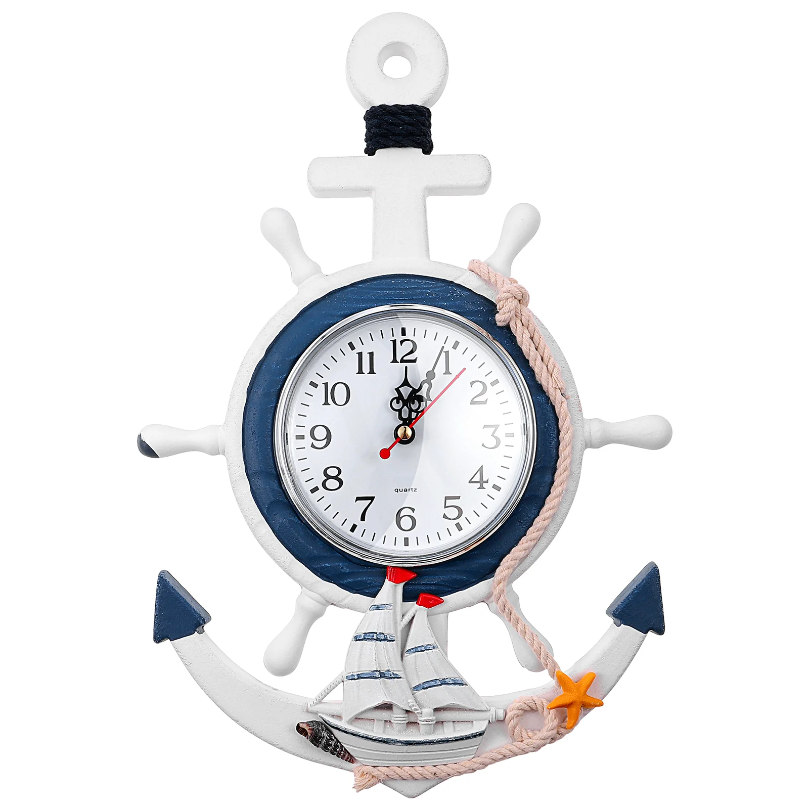 

Anchor Clock Sea Theme Delicate Hanging Clock Wall Clock Nautical Ship Wheel For Home Room Decor Decoration Figurine